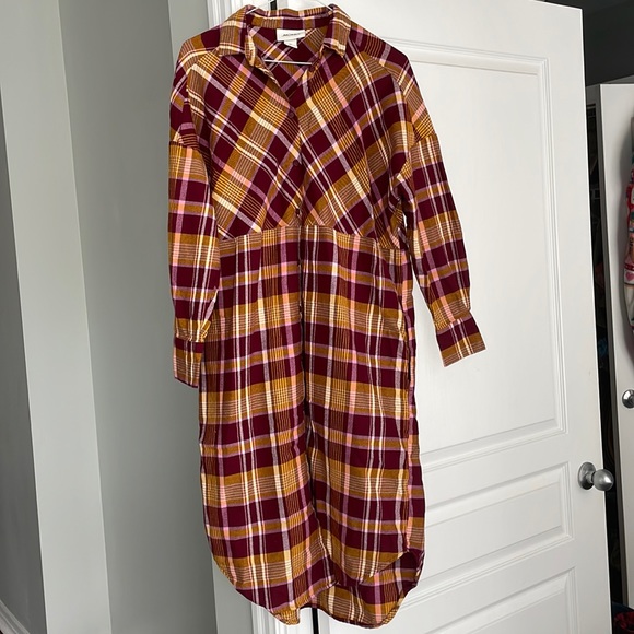 Monki Plaid/Check Shirt Dress- Size XS - Picture 5 of 10